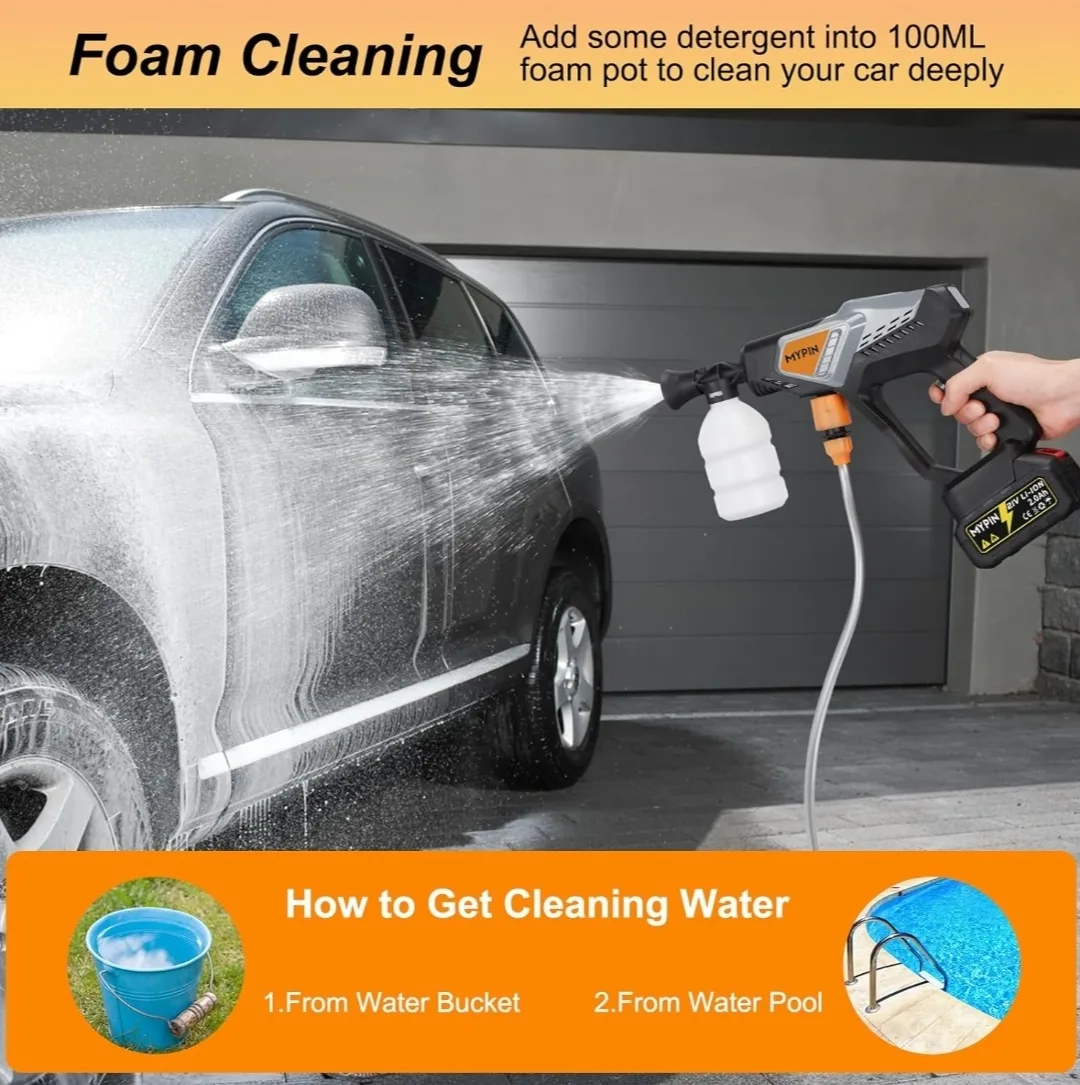 Portable 600 PSI Cordless Pressure Washer with 2 Batteries | 21V image indicator(8)