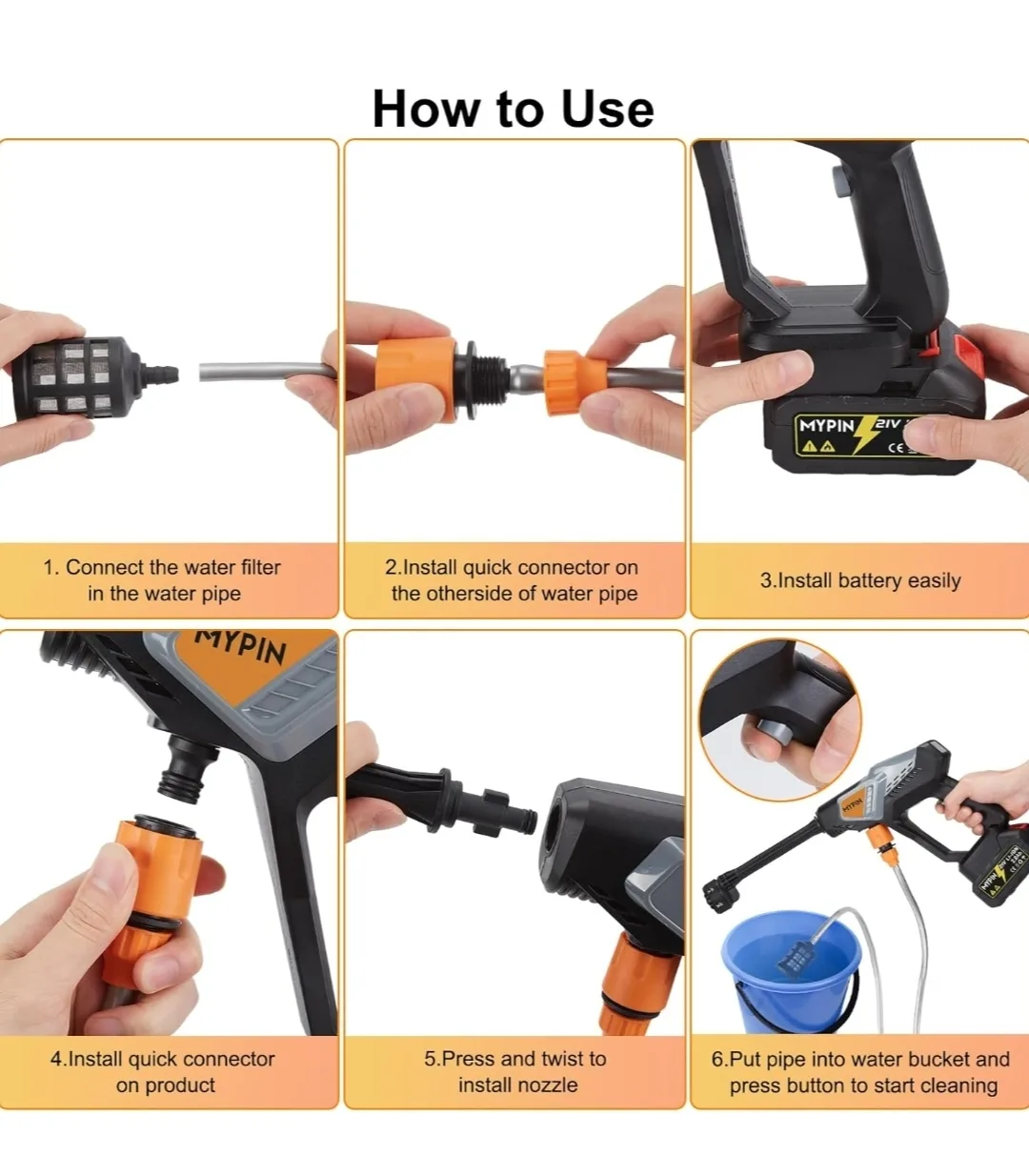 Portable 600 PSI Cordless Pressure Washer with 2 Batteries | 21V image indicator(10)