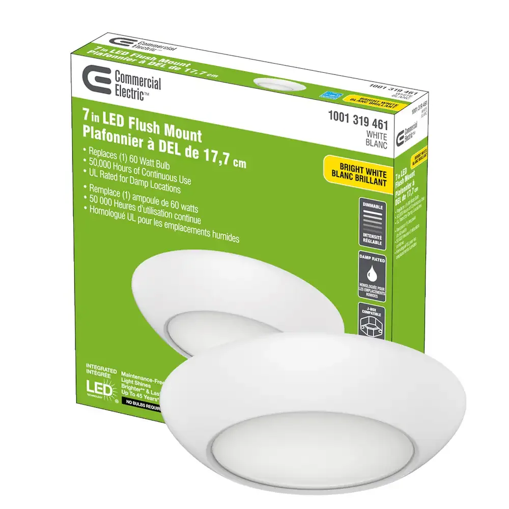 Commercial Electric 7in LED Flush Mount - White thumbnail