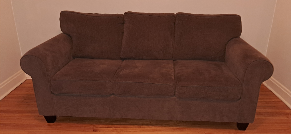 Brown Three-Seat Sofa Bed