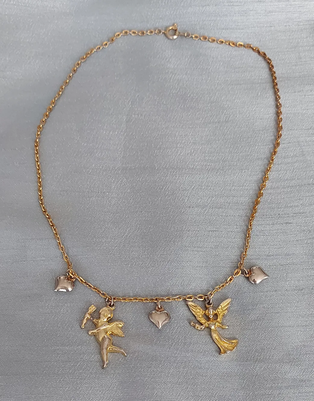 Gold Tone Angel & Cupid Charm Necklace image indicator(2)