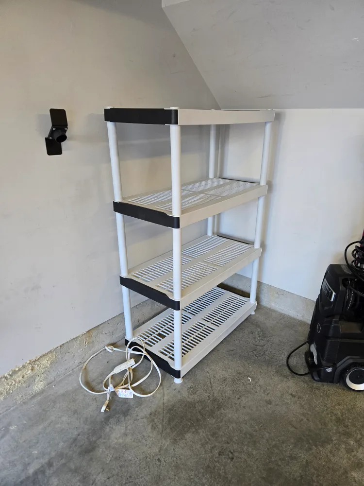 4-Tier White & Black Plastic Shelving Unit thumbnail