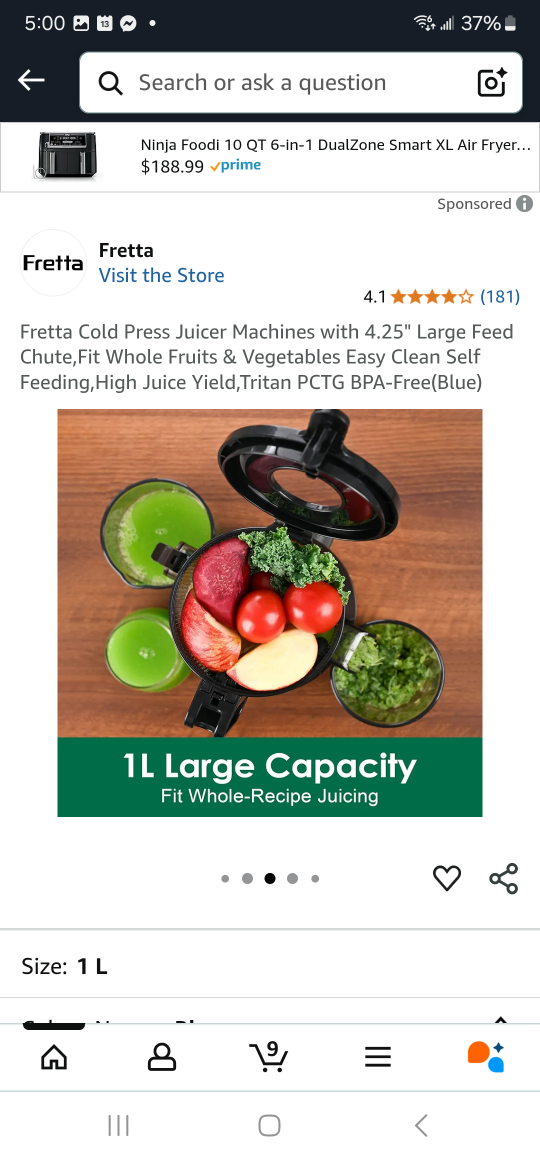 Fretta Cold Press Juicer - 1L Capacity - photo 3