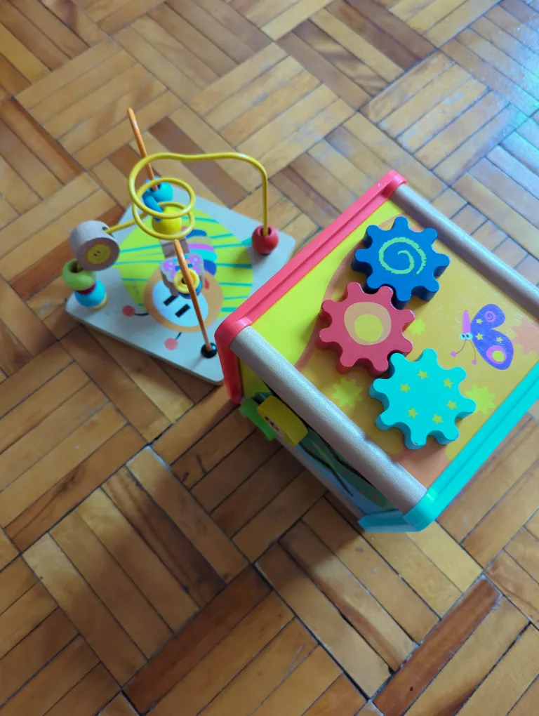 Wooden Activity Cube and Bead Maze Toy Set thumbnail