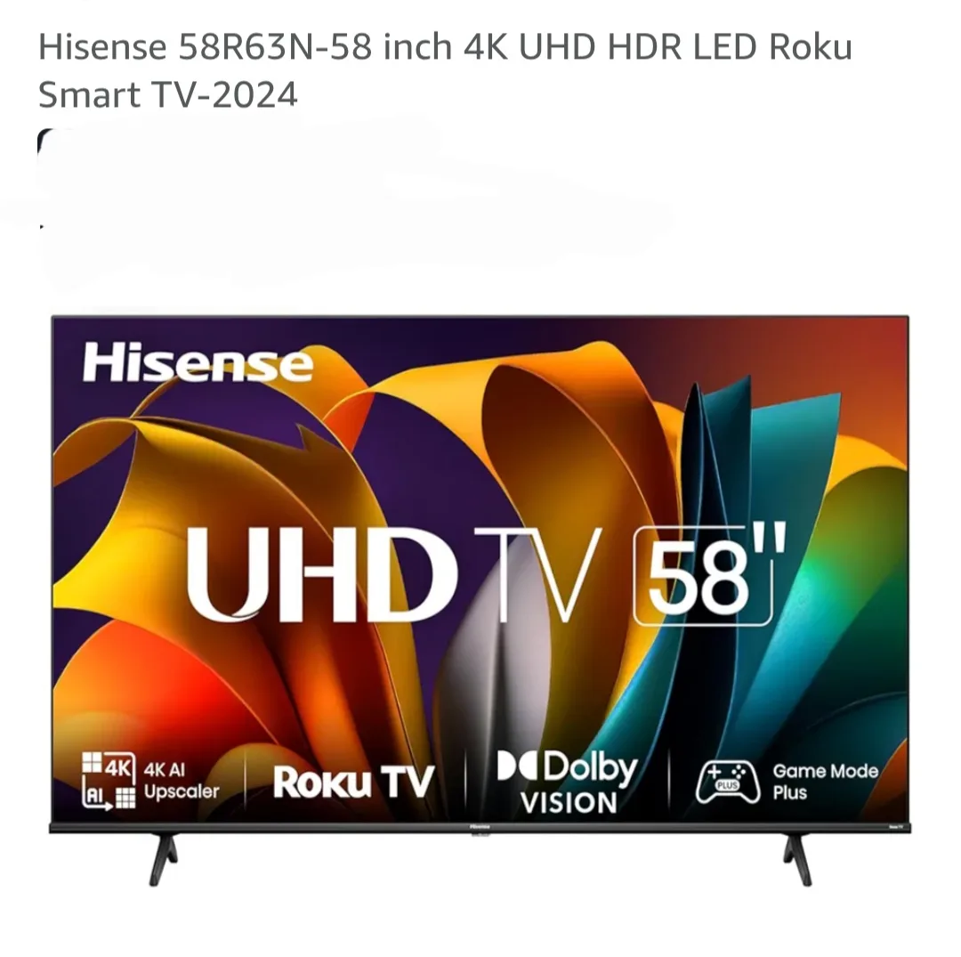 Hisense 58R63N 58-inch 4K UHD HDR LED Roku Smart TV thumbnail