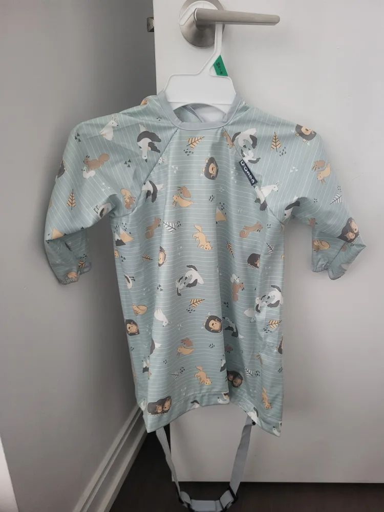 Bib with Sleeves - Green Animal Print thumbnail