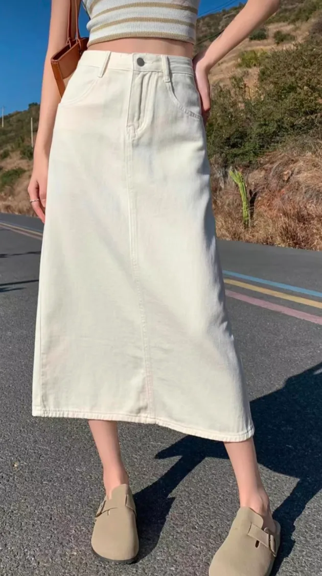 Beige Denim Skirt thumbnail