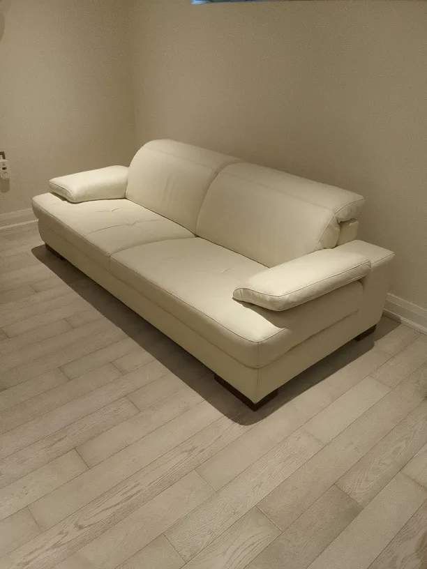 (Mobilia) Modern White real Leather Sofa thumbnail