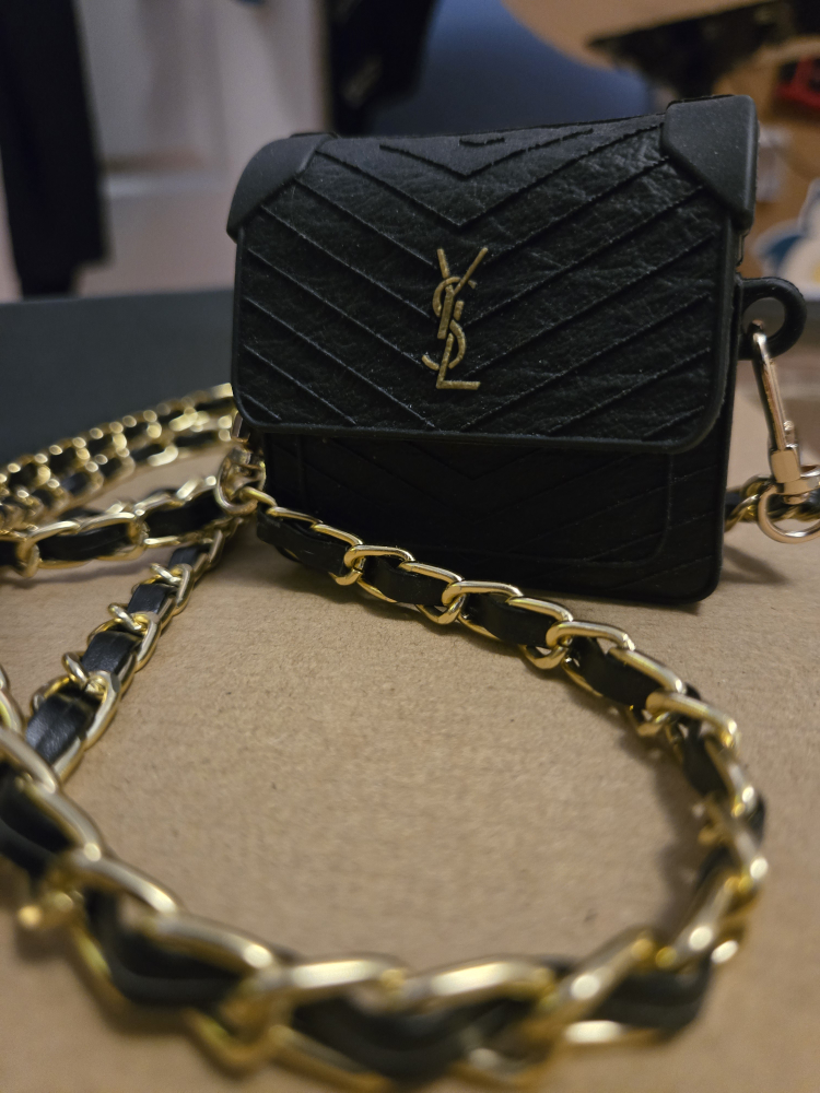 YSL Black AirPods Case with Chain - photo 4
