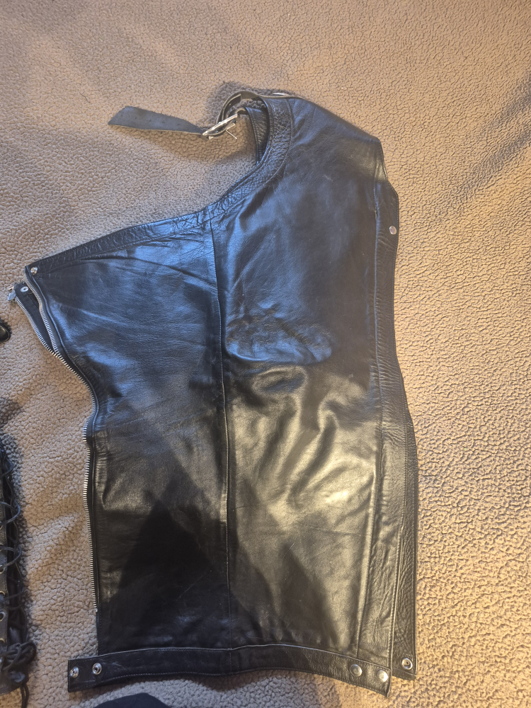 Black Leather Motorcycle Chaps