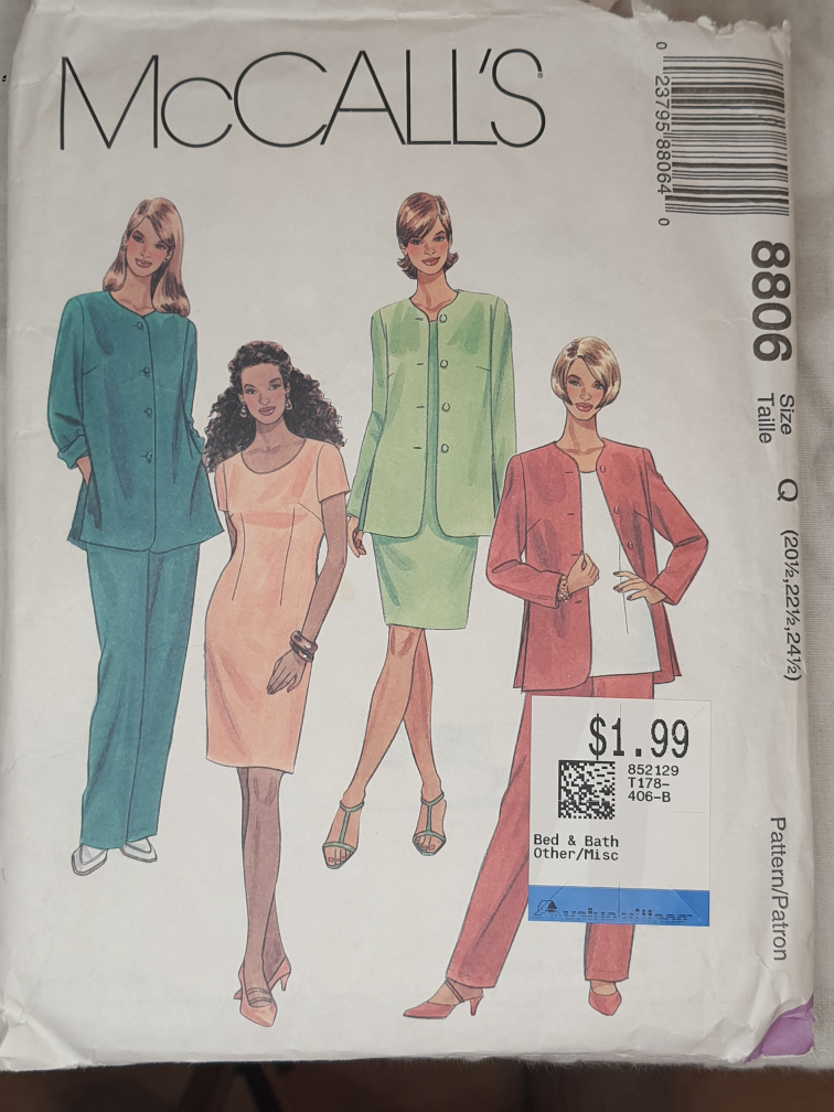 McCall's Sewing Pattern 8806, Size Q (20½-22½)