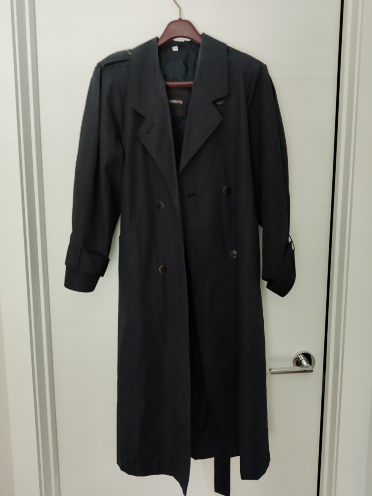 Women Navy Blue Long Coat Summer / Trench Jacket - Size 7 / 8 P - photo 3