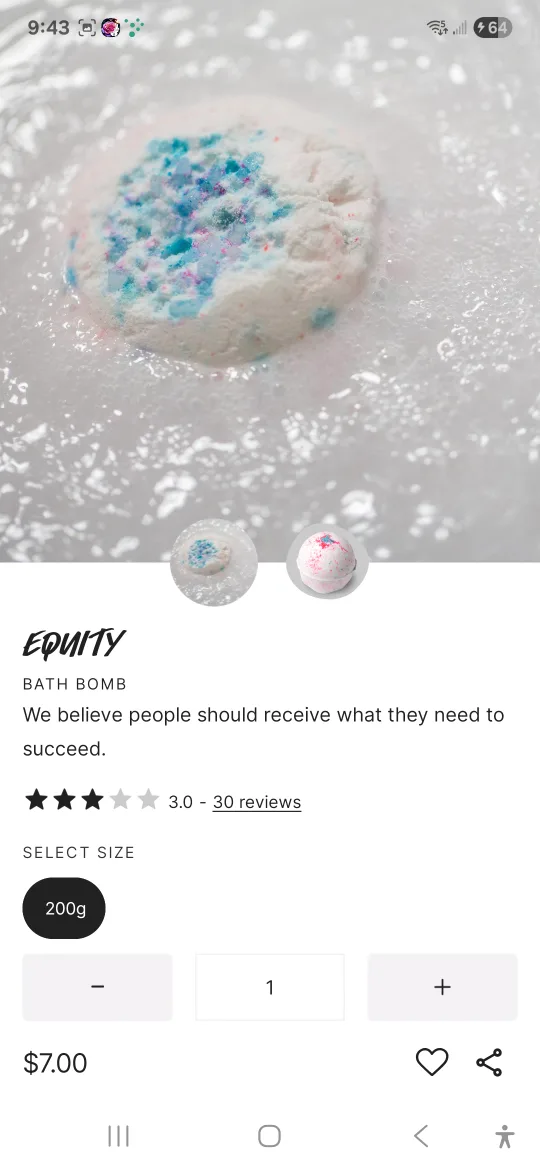 Lush Equity Bath Bomb - 200g thumbnail