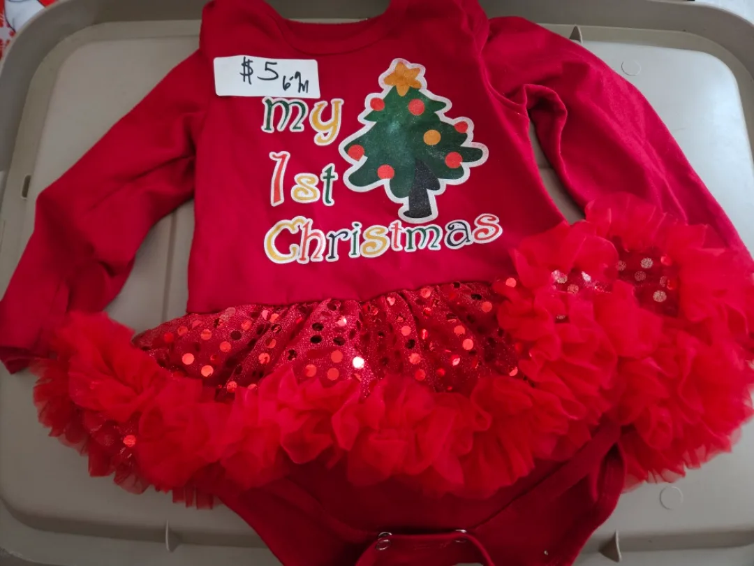 Christmas in July,  Red 'My 1st Christmas' Baby Outfit thumbnail