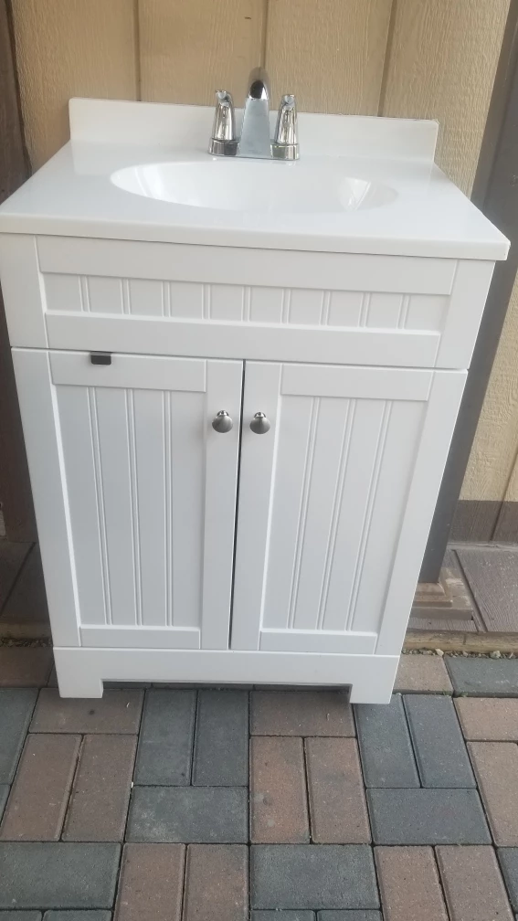 White Bathroom Vanity with Sink