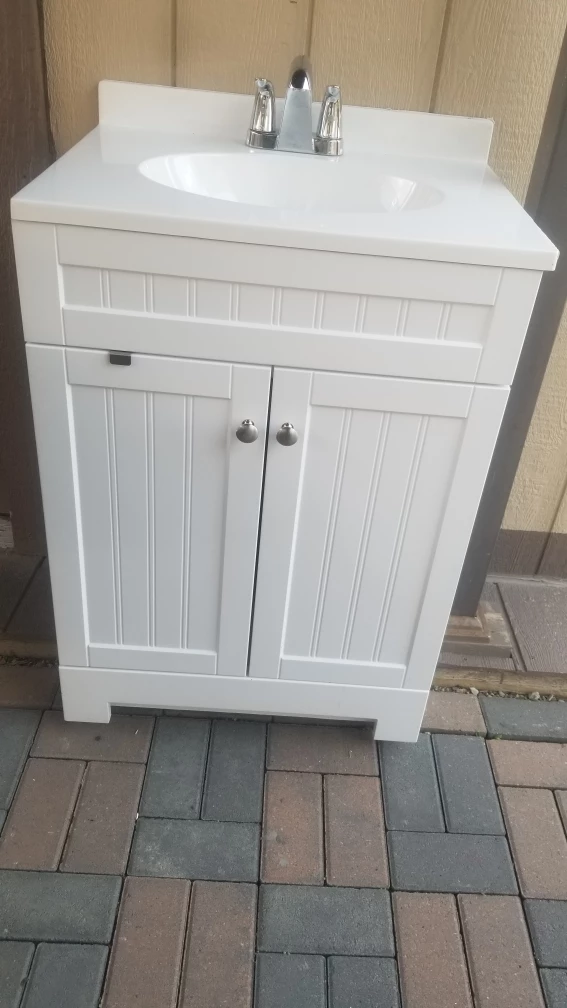 White Bathroom Vanity with Sink - photo 3