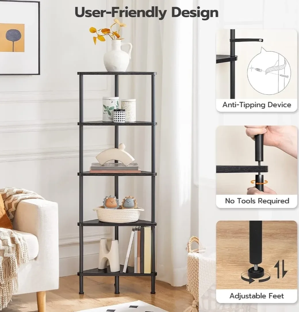 Black Corner Shelf - 5 Tier image indicator(4)