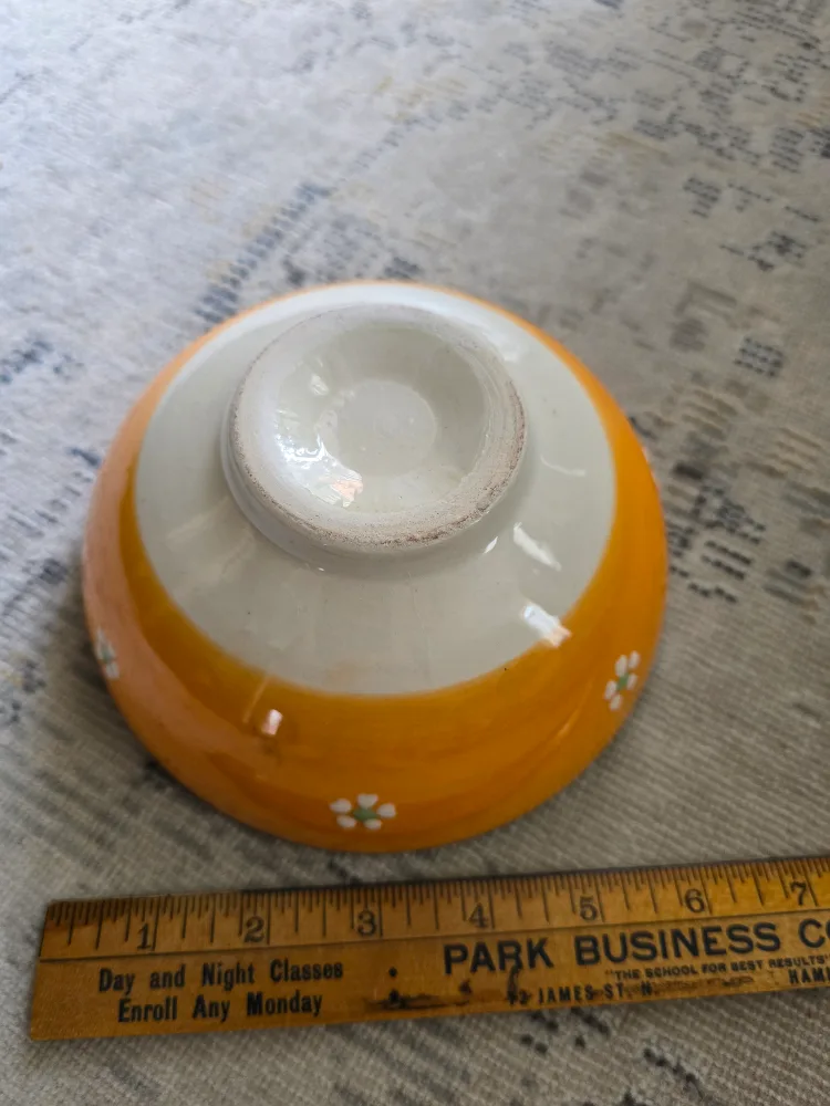 Hand-Painted Ceramic Bowl - Orange Floral Design image indicator(2)