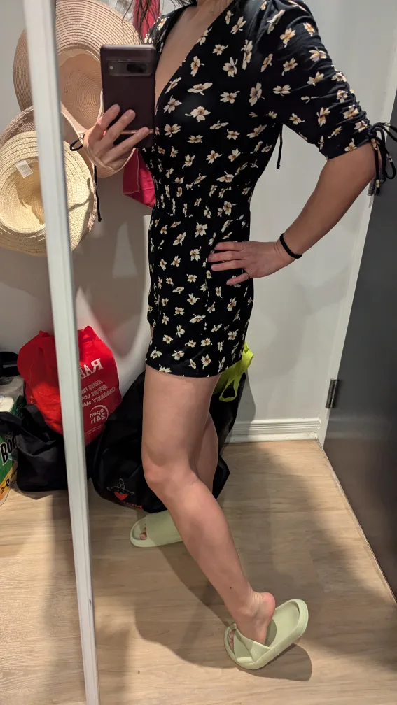 Floral Romper - Black with Flower Print thumbnail