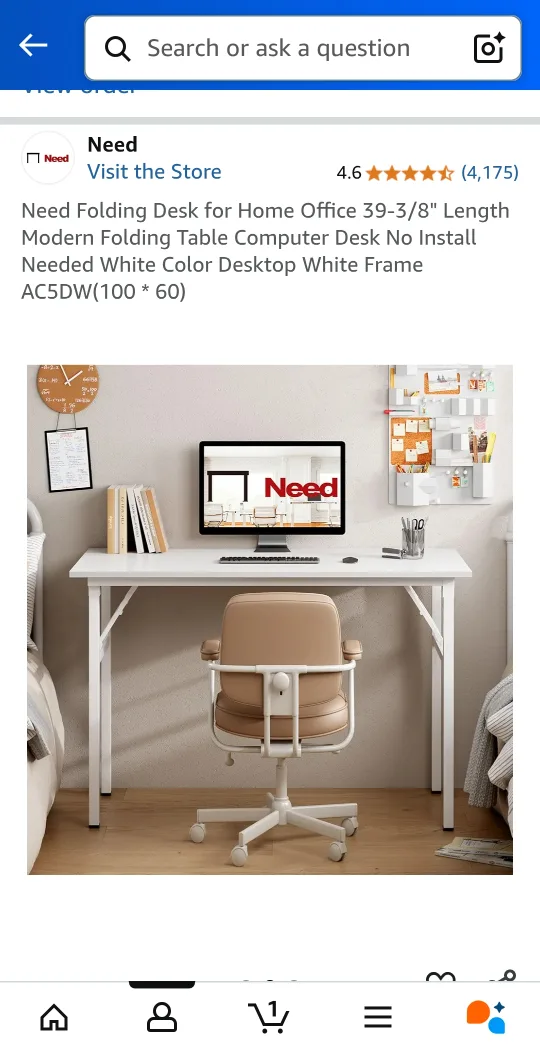 Folding Desk - White - 39-3/8" Length 🇨🇦 thumbnail