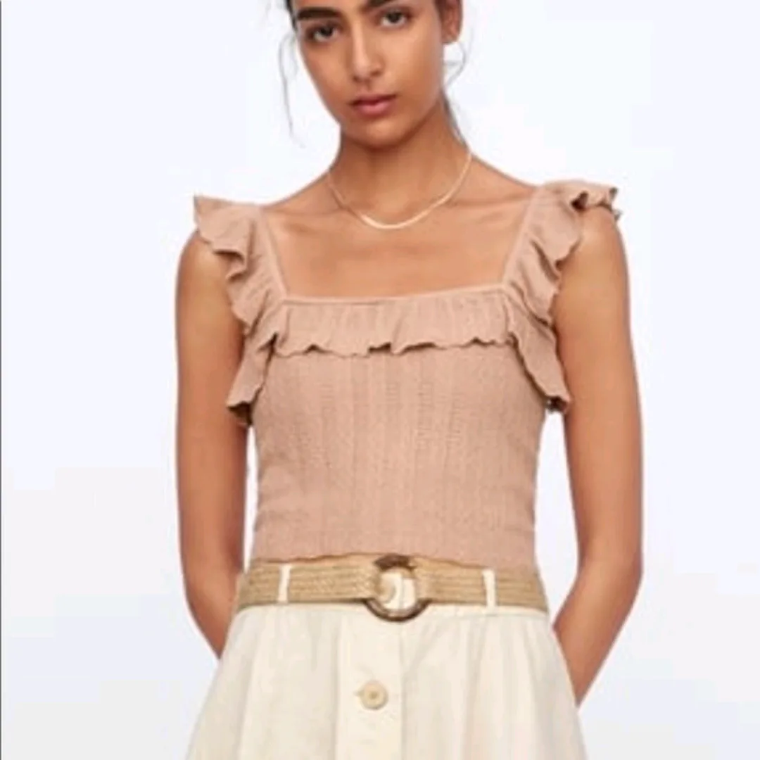 ZARA crochet-knit crop top image indicator(4)