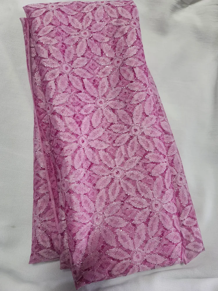 Pink Floral Lace  salwar Fabric image indicator(2)