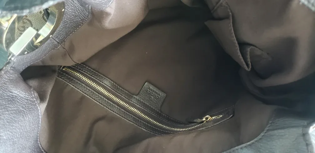 Vintage Gucci Hobo Bag - Jacquard Print Brown Leather Gold image indicator(7)