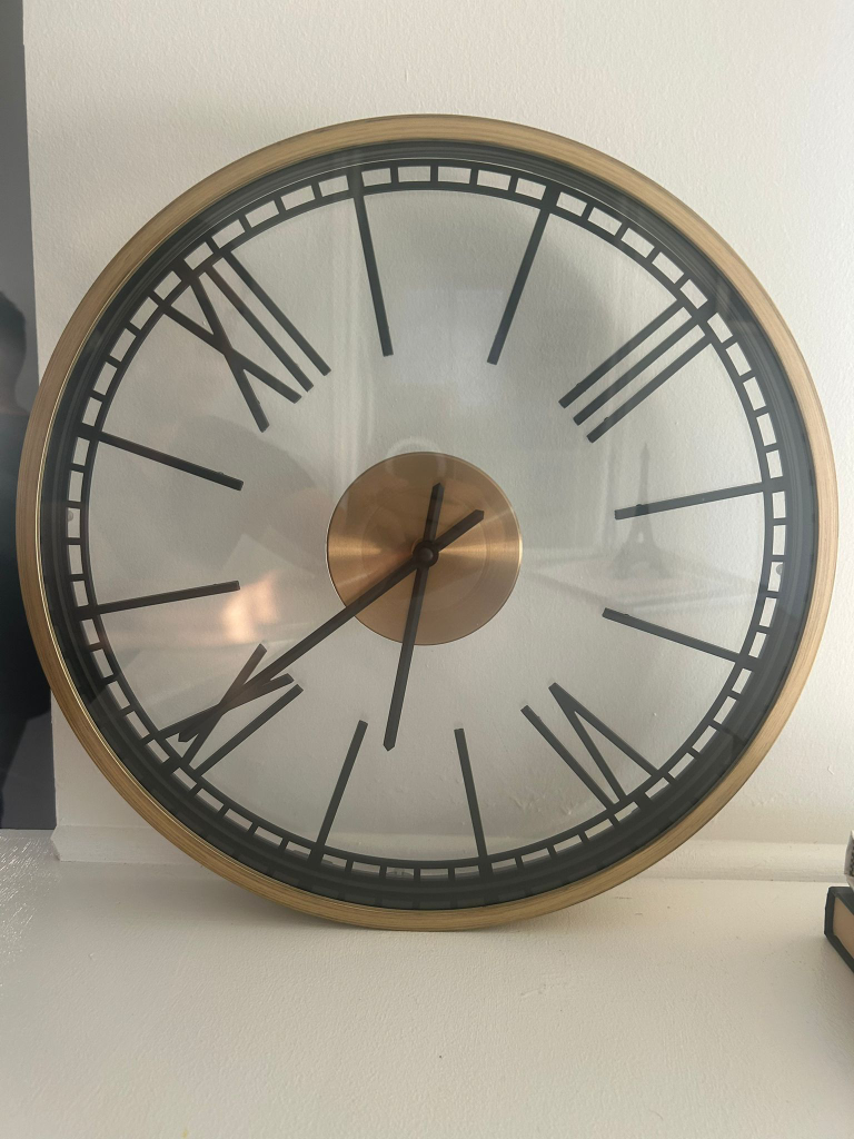 Gold & Black Roman Numeral Wall Clock