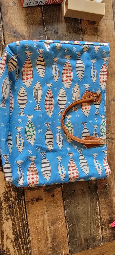 Blue Fish Print Tote Bag thumbnail