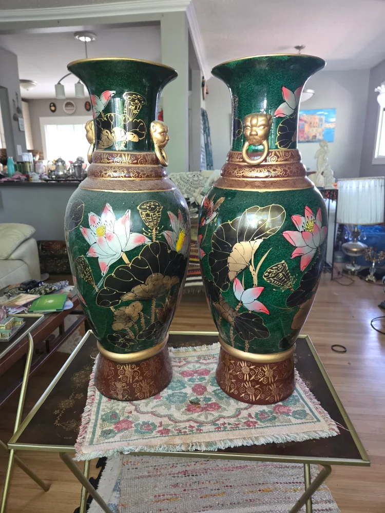 Pair of Decorative Green Vases thumbnail
