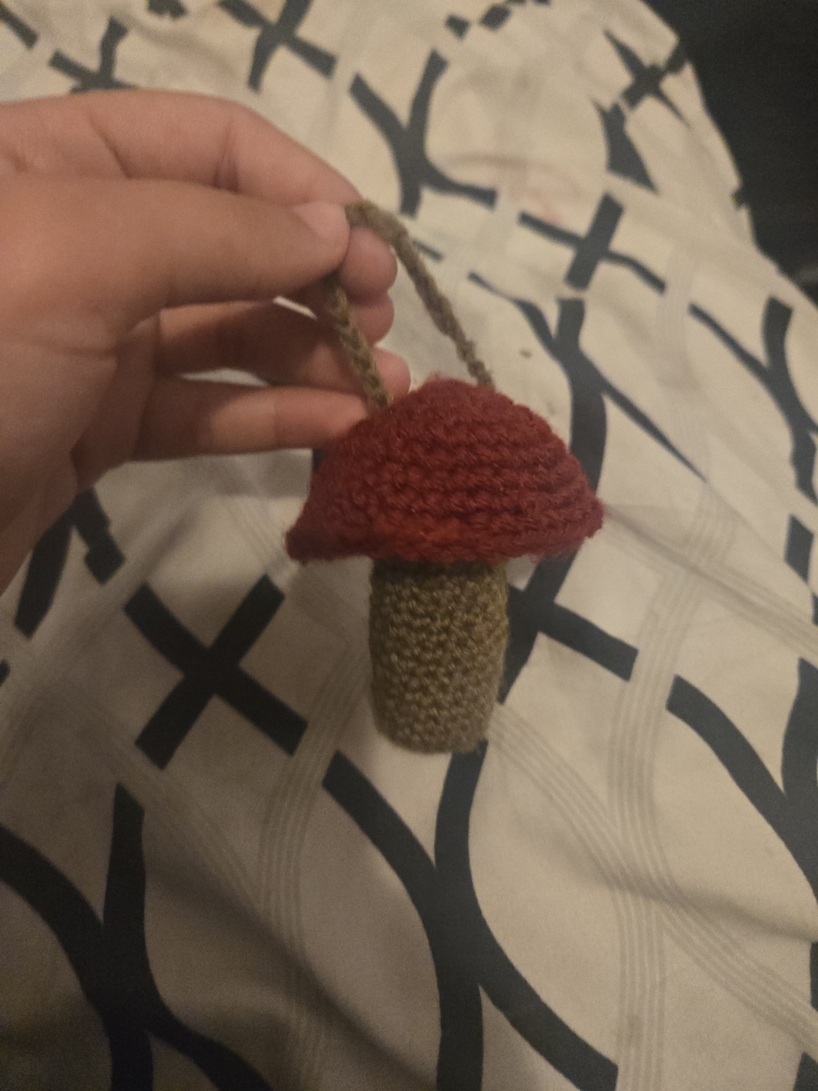 Handmade Knitted Mushroom Ornament - photo 2