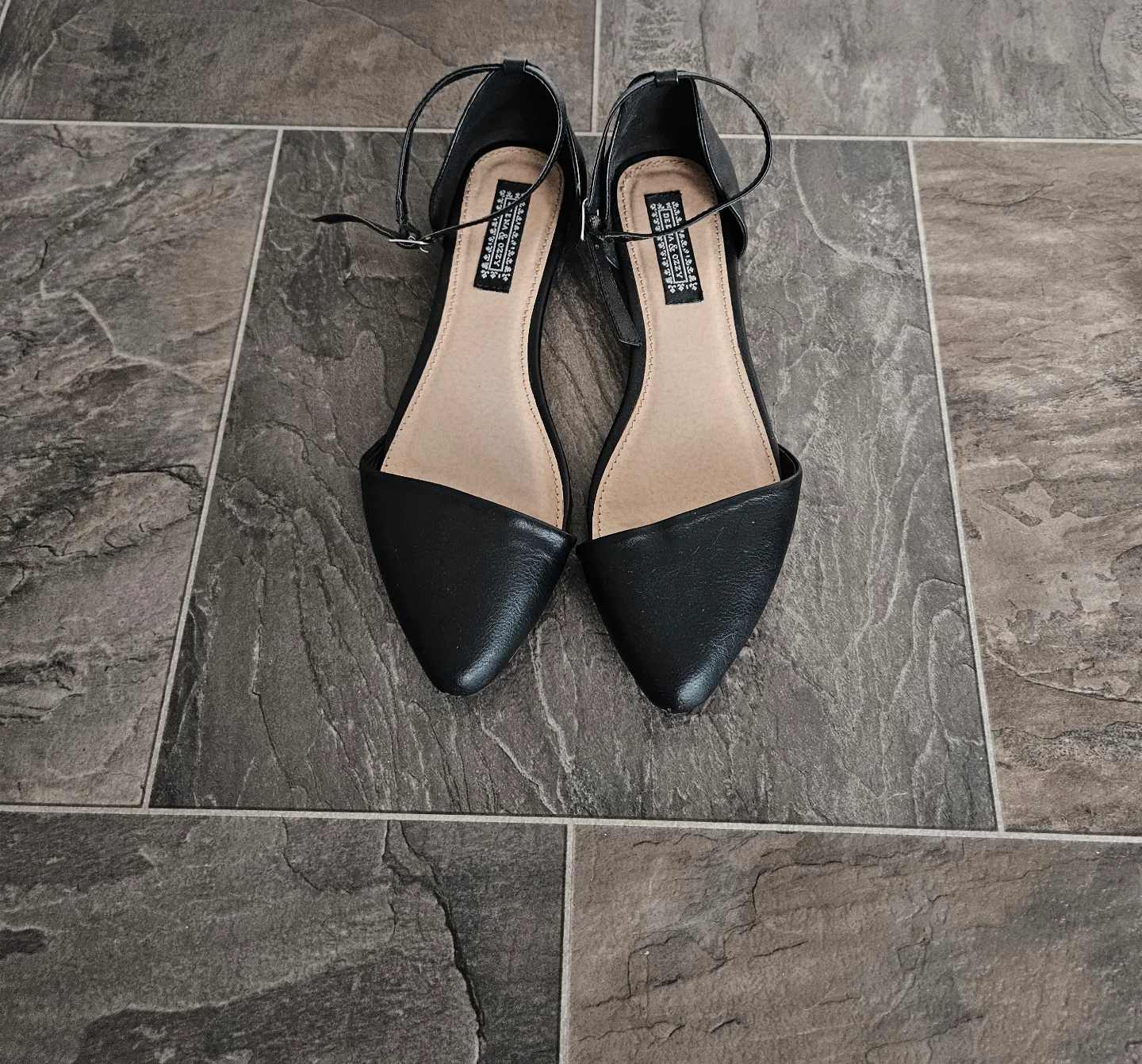 Black Ankle Strap Flats - Size 7 thumbnail