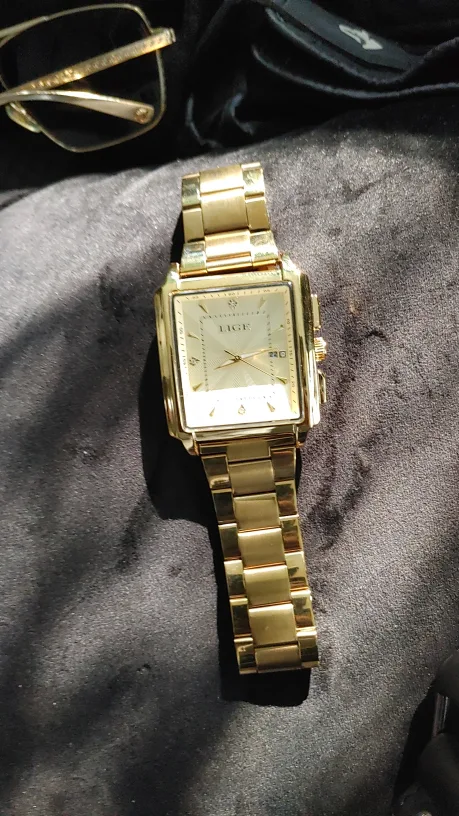 LIGE Men's Gold Square Quartz Waterproof Watch thumbnail
