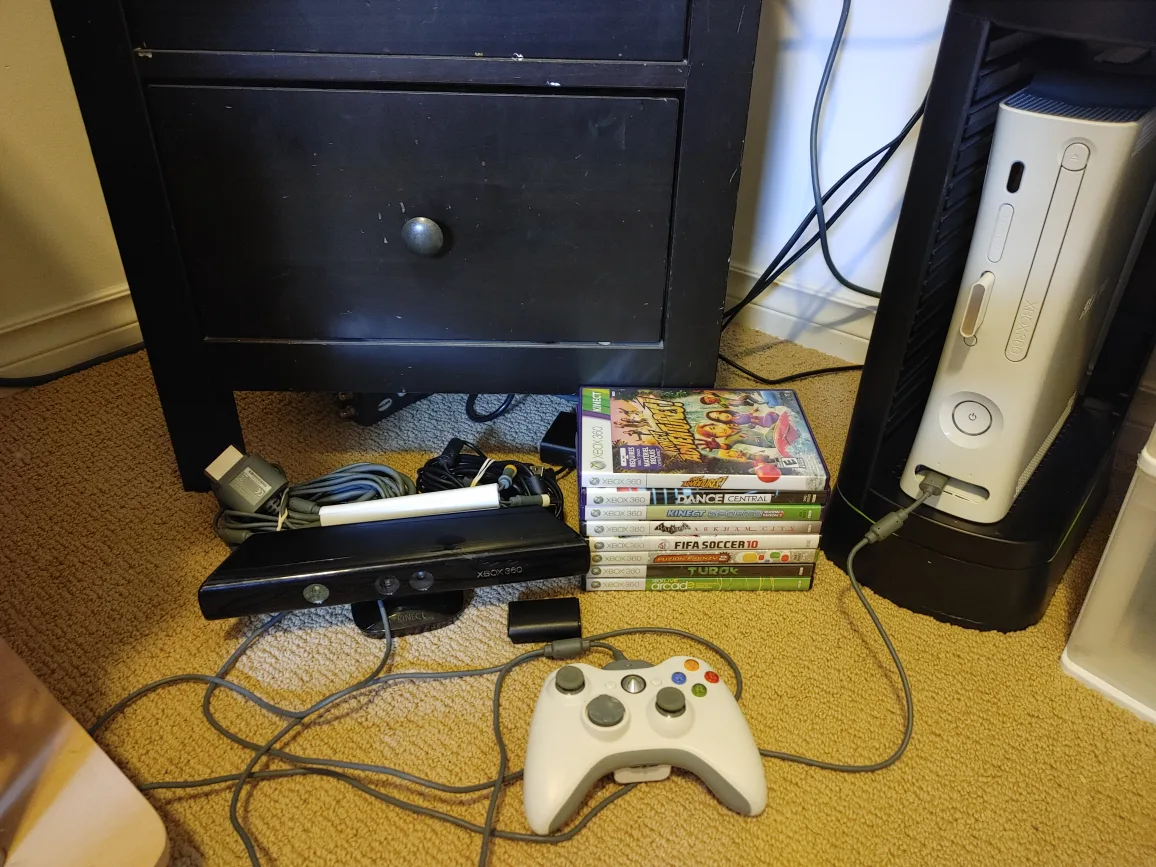 Xbox 360 Console with Kinect and Games