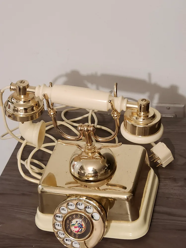 Vintage Gold Rotary Dial Telephone French Stylish image indicator(3)
