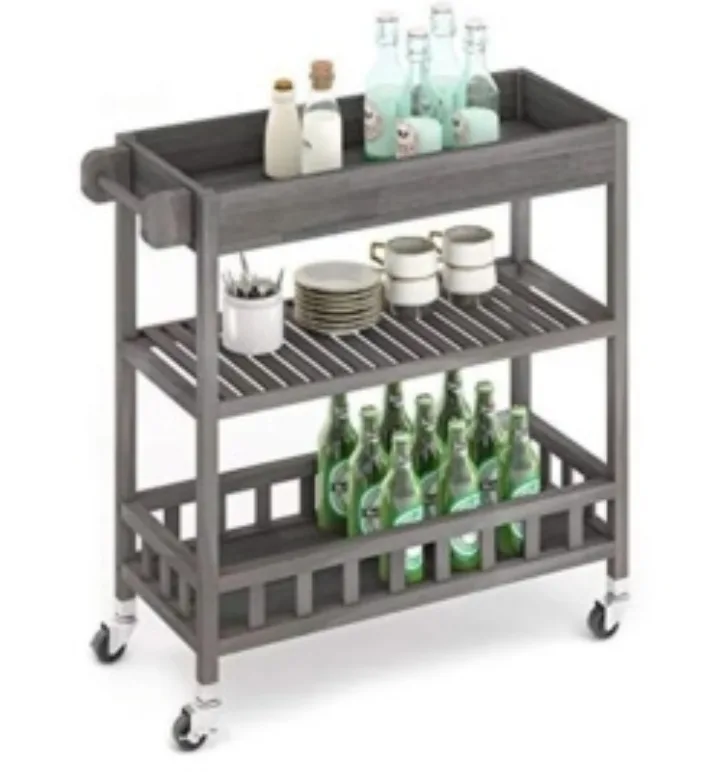 Dusk Grey Wooden Bar Cart thumbnail
