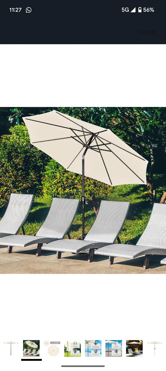 Outdoor Patio Umbrella - Beige 9 feet thumbnail