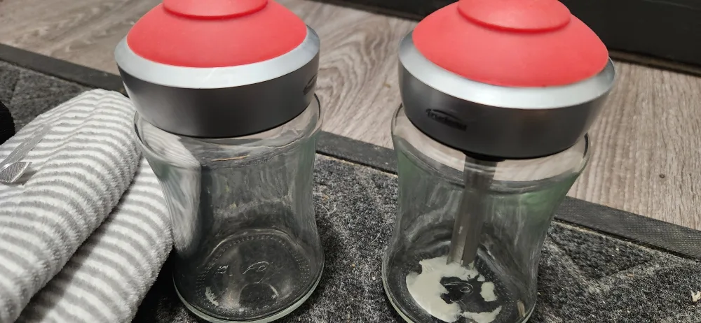 TouchBed Glass Jar with Red Lid. thumbnail