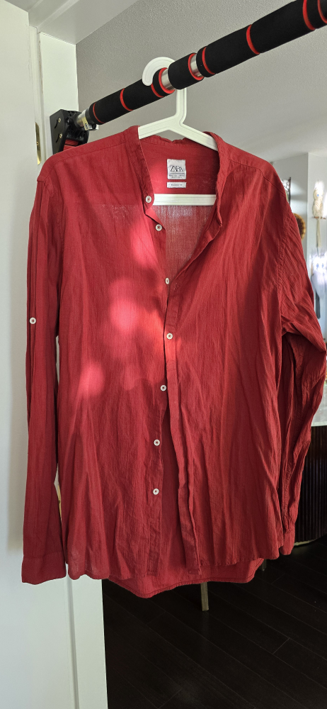 Zara Red Relaxed Fit Shirt - Size L