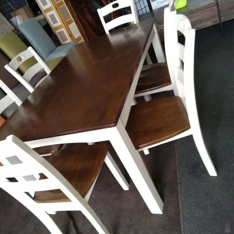 dining table and 6 solid wood chesr thumbnail