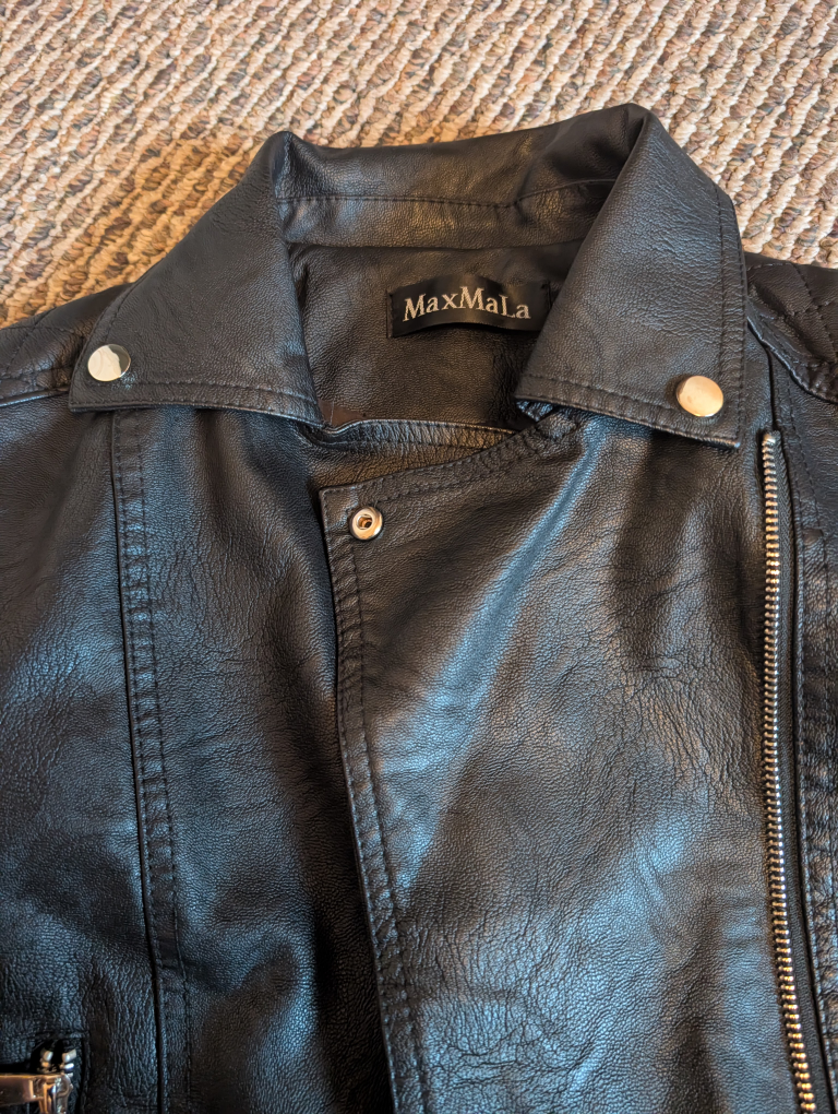 MaxMaLa  women's Black Faux Leather Jacket