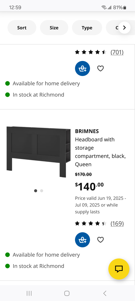IKEA Brimnes Black Queen Headboard with Storage - photo 3