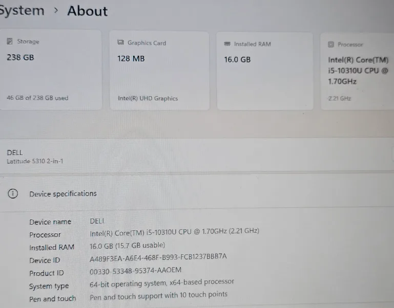 Dell Latitude 5310 2-in-1 Laptop - 16gb RAM - 256Gb SSD image indicator(4)
