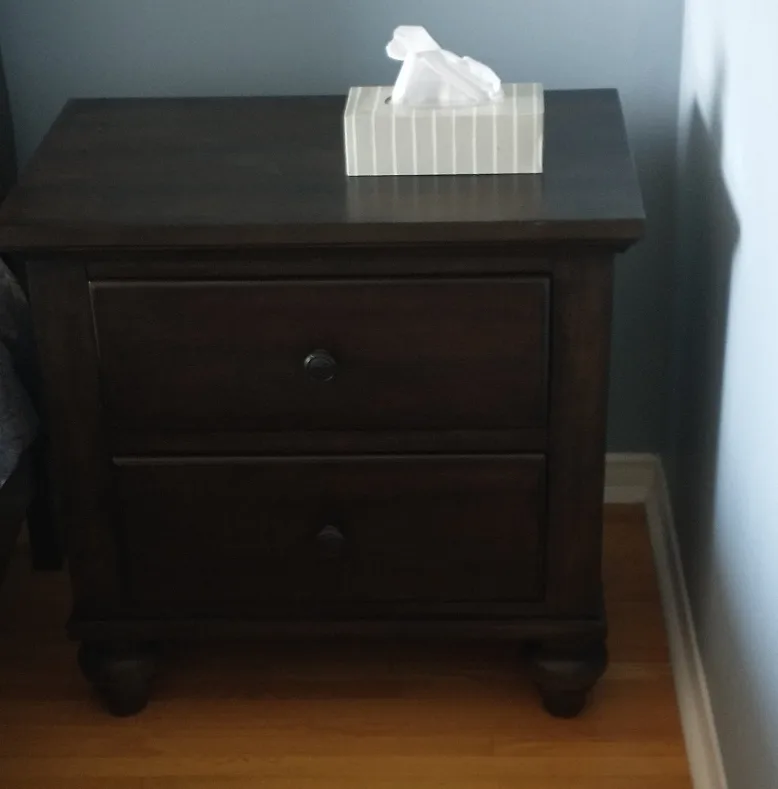 Brown Wood Two-Drawer Nightstand thumbnail