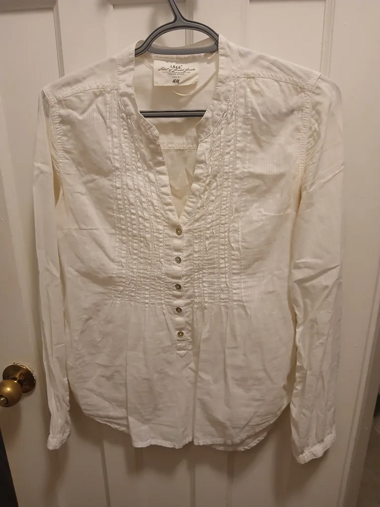 H&M L.O.G.G. White Blouse - Size US 4 thumbnail