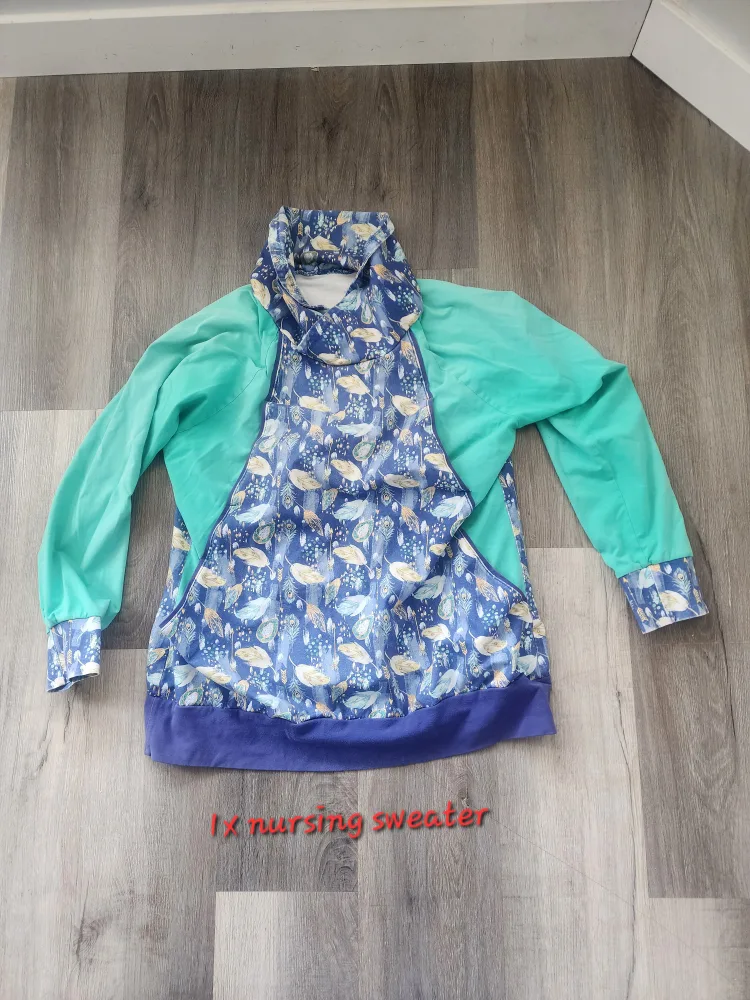 Nursing Sweater - Blue & Green thumbnail