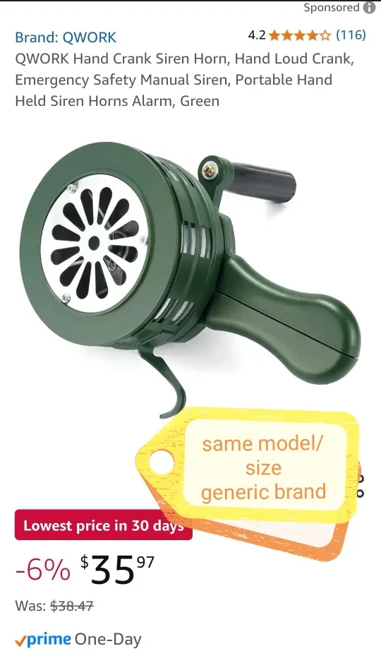 Hand Crank Siren Horn - Emergency Safety thumbnail