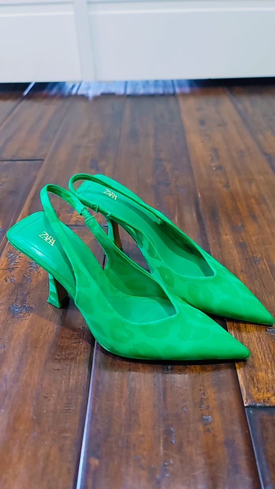 Zara Slingback Heels Vibrant Green