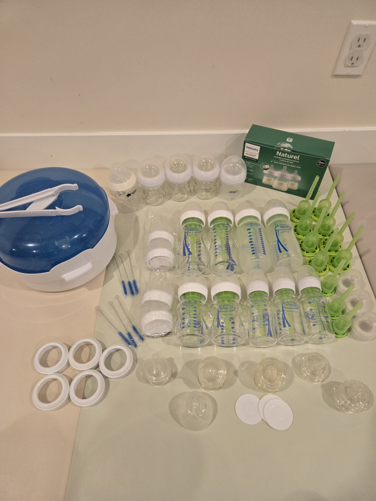 Dr Brown and Avent Baby Bottles with Microwavable Sterilizer