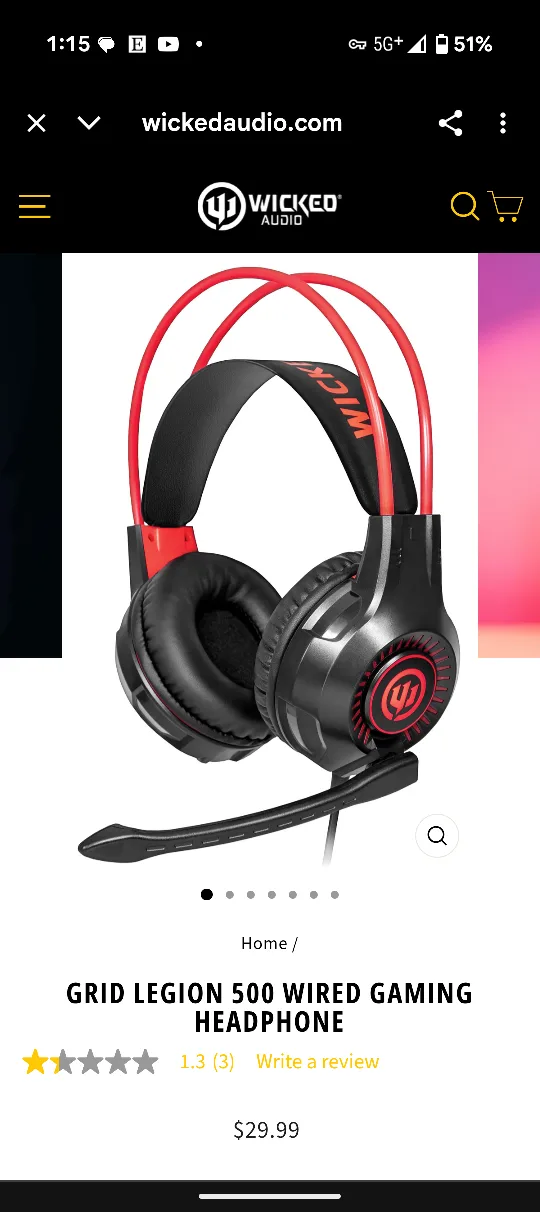 Wicked Audio Grid Legion 500 Wired Gaming Headphone thumbnail